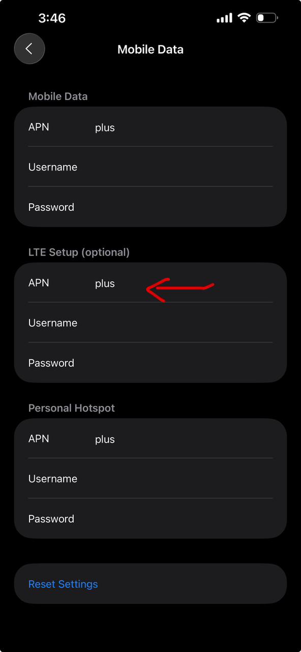 iPhone Mobile Data Network APN settings
